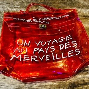 Hermes Vibrant Red Transparent Travel Bag